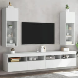 vidaXL Meubles TV LED 2 pcs - Blanc