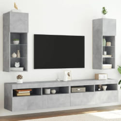 vidaXL Meubles TV LED Gris béton - 2 pièces
