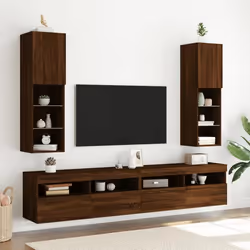 vidaXL Meubles TV avec lumières LED 2 pcs chêne marron 30,5x30x102 cm