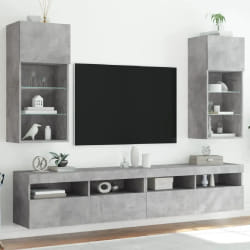 vidaXL Meubles TV LED - Gris Béton