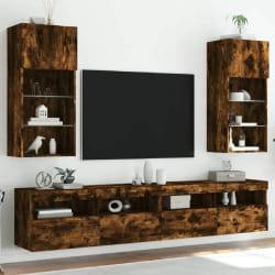 Vidaxl Meubles TV avec LED - 2 pcs - Chêne fumé