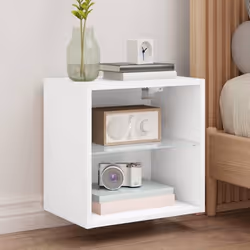 vidaXL Table de chevet murale avec lumières LED blanc