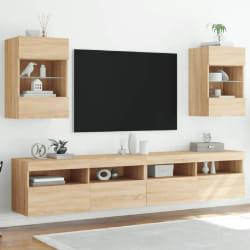 vidaXL Meubles TV muraux LED 2 pcs - Chêne sonoma