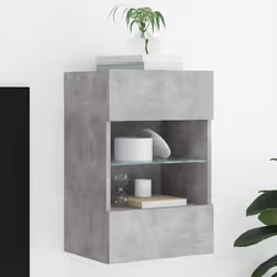 vidaXL Meuble TV mural avec lumières LED gris béton 40x30x60,5 cm