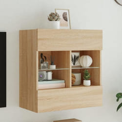vidaXL Meuble TV mural avec lumières LED chêne sonoma 58,5x30x60,5 cm