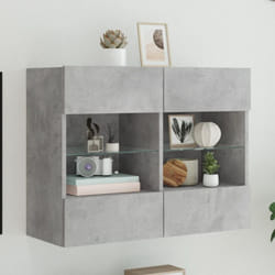 Vidaxl - Meuble tv mural avec lumières led gris béton 78,5x30x60,5 cm