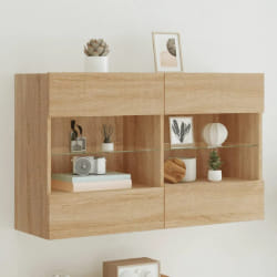 vidaXL Meuble TV mural LED 99 cm - Chêne sonoma