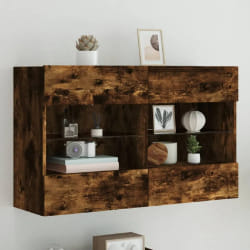vidaXL Meuble TV mural LED 99 cm - Chêne fumé