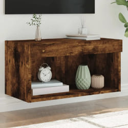 vidaXL Meuble TV LED chêne fumé 60x30x30 cm