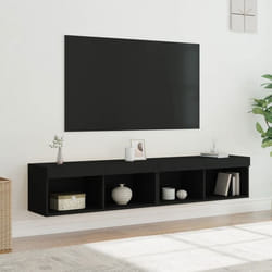 vidaXL Meubles TV avec lumières LED 2 pcs noir 80x30x30 cm
