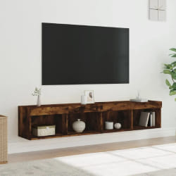 vidaXL Meubles TV LED 2 pcs Chêne fumé