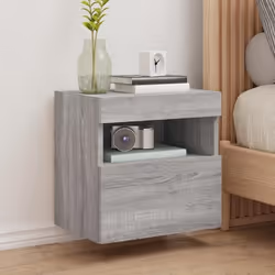 vidaXL Meuble TV Mural avec Lumières LED Armoire de Télévision Suspendue avec Rangement Meuble Télé Flottant Moderne 837179