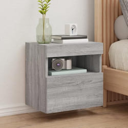vidaXL Meuble TV Mural avec Lumières LED Armoire de Télévision Suspendue avec Rangement Meuble Télé Flottant Moderne 837179