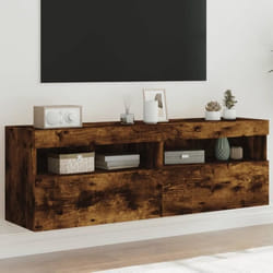 vidaXL Meubles TV muraux et lumières LED 2pcs chêne fumé 60x30x40 cm