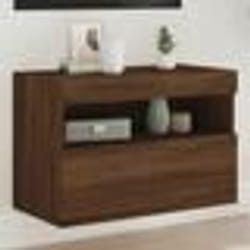 vidaXL Meuble TV mural avec lumières LED chêne marron 60x30x40 cm