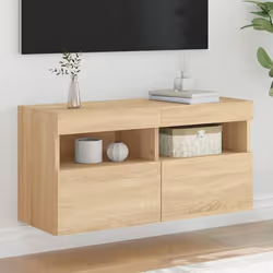 vidaXL Meuble TV mural avec lumières LED chêne sonoma 80x30x40 cm