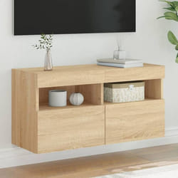 vidaXL Meuble TV mural avec lumières LED chêne sonoma 80x30x40 cm