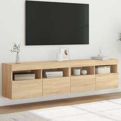 vidaXL Meubles TV muraux lumières LED 2 pcs chêne sonoma 80x30x40 cm