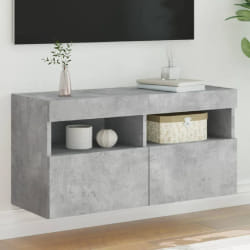 vidaXL Meuble TV mural avec lumières LED gris béton 80x30x40 cm