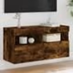 vidaXL Meuble TV mural avec lumières LED chêne fumé 80x30x40 cm