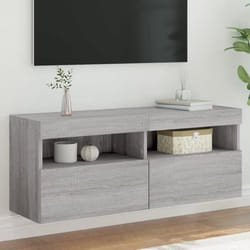 Meuble TV mural - VIDAXL - 100x30x40 cm - Bois dingénierie - Lumières LED RVB - Sonoma gris