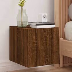 vidaXL Meuble TV mural avec lumières LED chêne marron 30,5x35x30 cm