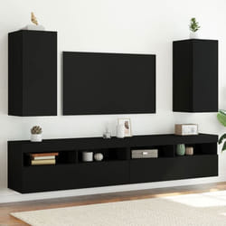 vidaXL Meubles TV muraux avec lumières LED 2 pcs noir 30,5x35x70 cm