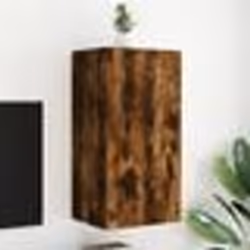 vidaXL Meuble TV mural avec lumières LED chêne fumé 40,5x35x80 cm