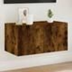 vidaXL Meuble TV mural avec lumières LED chêne fumé 60x35x31 cm