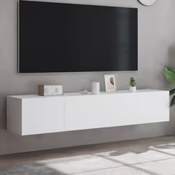 vidaXL Meubles TV muraux avec lumières LED 2 pcs blanc 80x35x31 cm