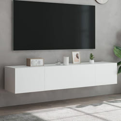 vidaXL Meubles TV muraux avec lumières LED 2 pcs blanc 80x35x31 cm