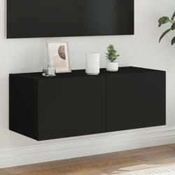 Vidaxl - Meuble tv mural avec lumières led noir 80x35x31 cm