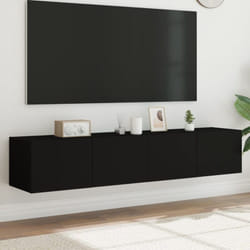 Vidaxl - Meubles tv muraux avec lumières led 2 pcs noir 80x35x31 cm