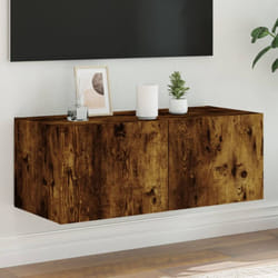 Vidaxl - Meuble tv mural avec lumières led chêne fumé 80x35x31 cm