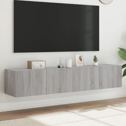 Vidaxl - Meubles tv muraux et lumières led 2pcs sonoma gris 80x35x31 cm