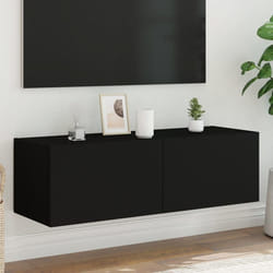 vidaXL Meuble TV mural avec lumières LED noir 100x35x31 cm