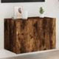 vidaXL Meuble TV mural avec lumières LED chêne fumé 60x35x41 cm