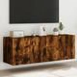 vidaXL Meubles TV muraux et lumières LED 2pcs chêne fumé 60x35x41 cm