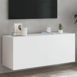 vidaXL Meuble TV mural - LED - Blanc