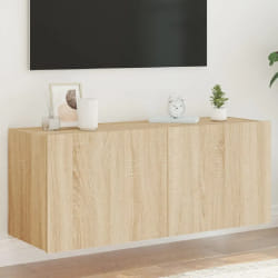 vidaXL Meuble TV mural LED chêne sonoma