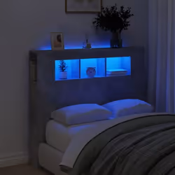 vidaXL Tête de lit à LED gris béton 120x18,5x103,5cm bois d'ingénierie
