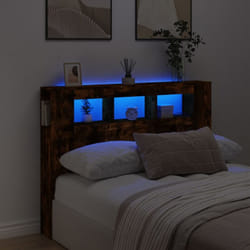Vidaxl - Tête de lit à led chêne fumé 140x18,5x103,5cm bois d'ingénierie