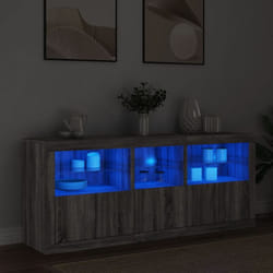 Buffet avec lumières LED sonoma gris 162x37x67 cm vidaXL