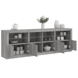vidaXL Buffet avec lumières LED sonoma gris 202x37x67 cm