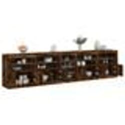 vidaXL Buffet avec lumières LED chêne fumé 283x37x67 cm