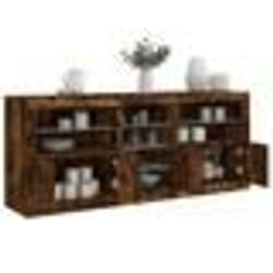 vidaXL Buffet avec lumières LED chêne fumé 162x37x67 cm