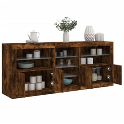 Vidaxl - Buffet avec lumières led chêne fumé 181,5x37x67 cm