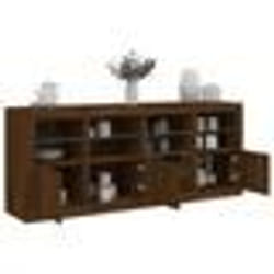 vidaXL Buffet avec lumières LED chêne marron 164x37x67 cm