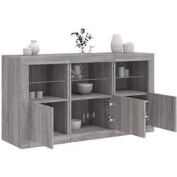 vidaXL Buffet avec lumières LED sonoma gris 123x37x67 cm