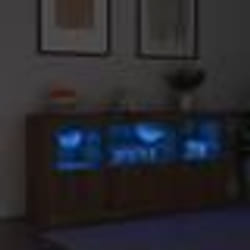vidaXL Buffet avec lumières LED chêne marron 142,5x37x67 cm